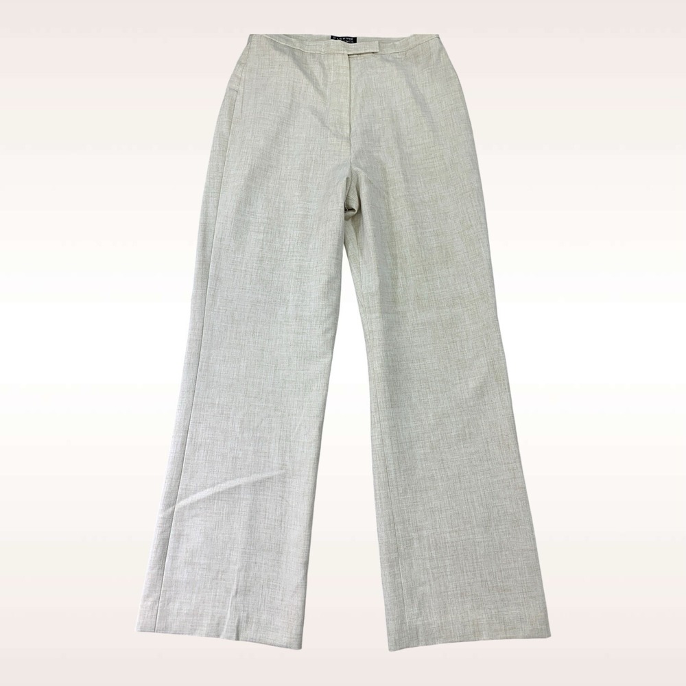 Larry Levine Dress Pants Womens 10 Flare Beige Heather Lined Stretch 29x31